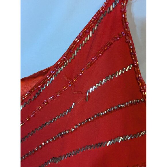 Pink Beaded Silk Gown With Spaghetti Straps & Sparkling Design Size 10 - Picture 7 of 11